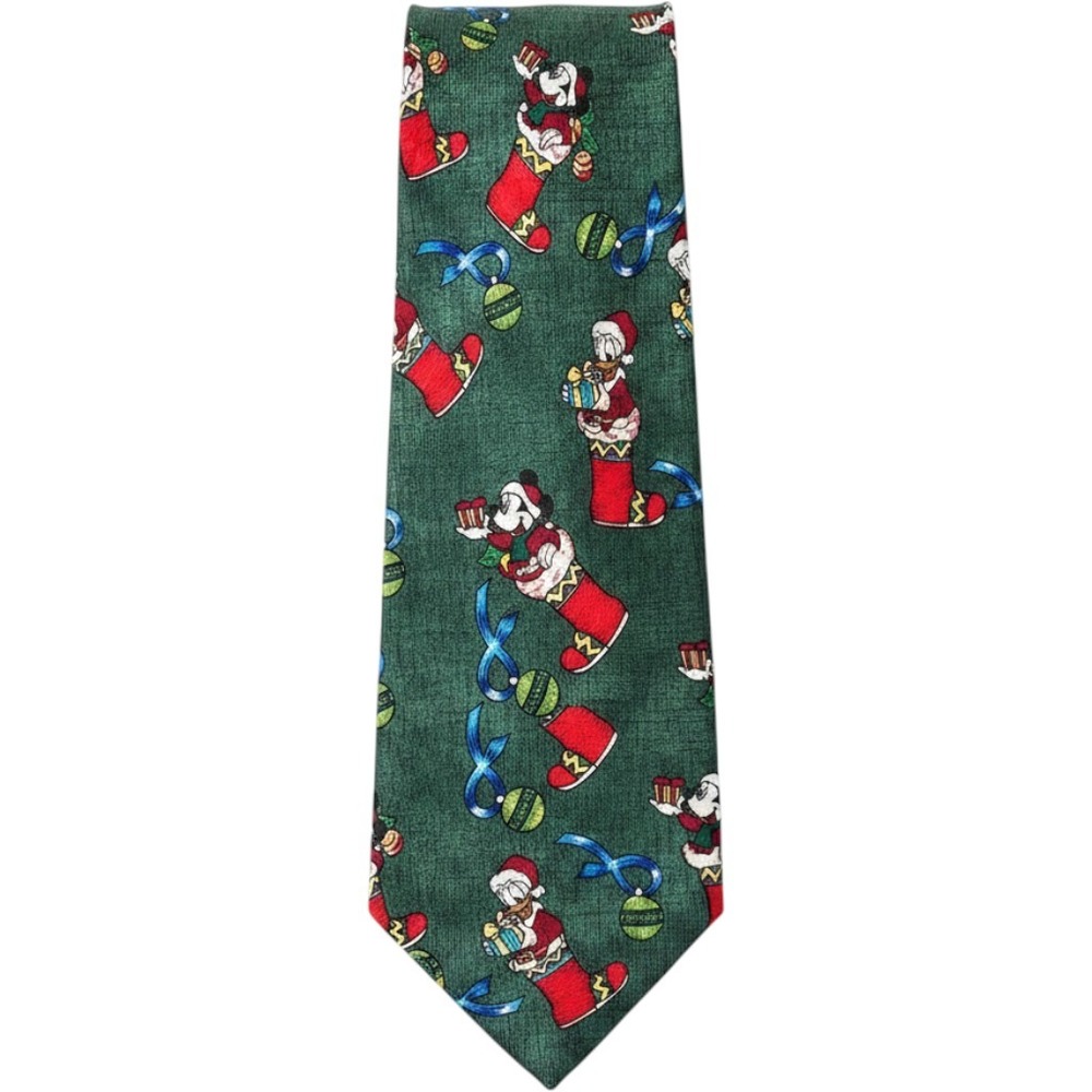 Mickey Unlimited Christmas Tie Mens OS Green Mickey Donald Holiday Stocking Tie